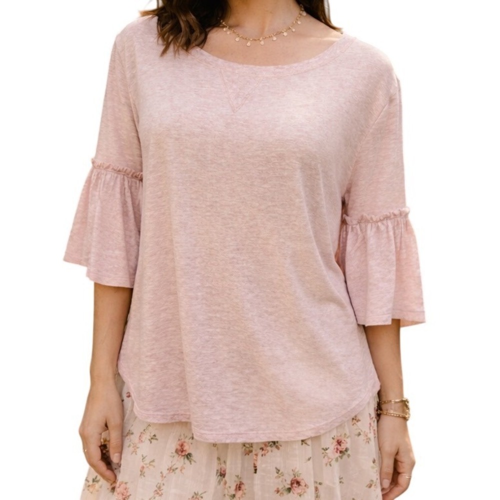 Calia Women's Scoop Neck‎ 3/4 Length Bell Sleeve Pullover Blouse Top Size Large